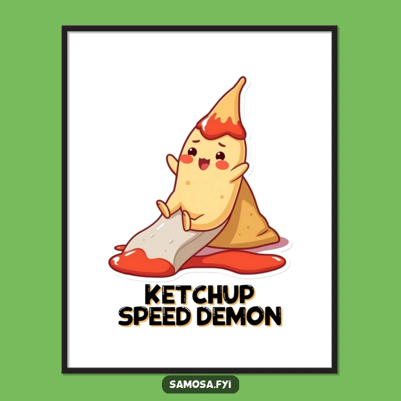 Funny Samosa Ketchup Slide Digital Art - Instant Foodie Fun Decor!