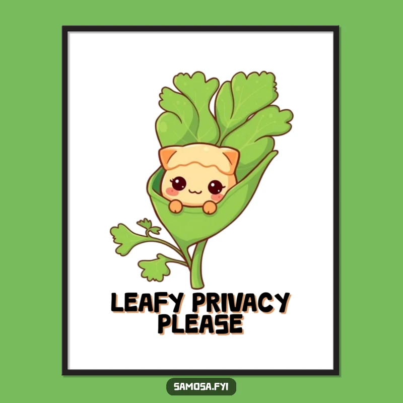 Funny Shy Samosa Coriander Leaf Digital Art - Instant Adorable Decor!