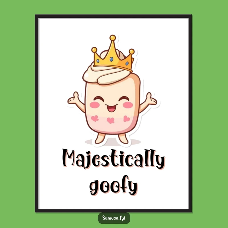 Funny Pastry King Digital Art - Crowned Goofy Character Printable Funny Gift