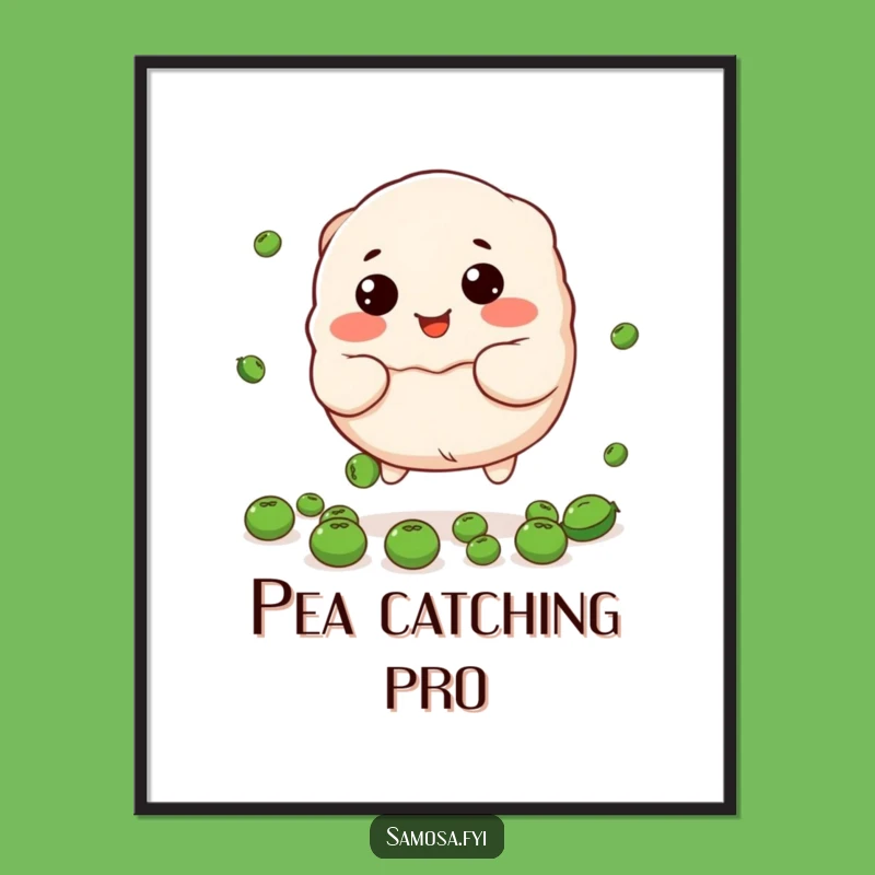 Funny Dumpling & Peas Digital Art - Instant Cute Decor, Humorous Foodie Gift