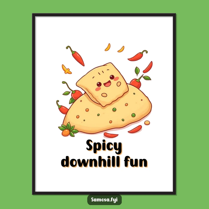 Funny Cheerful Samosa Pepper Slide Digital Art: Instant Adventure Decor, Perfect Gift Download