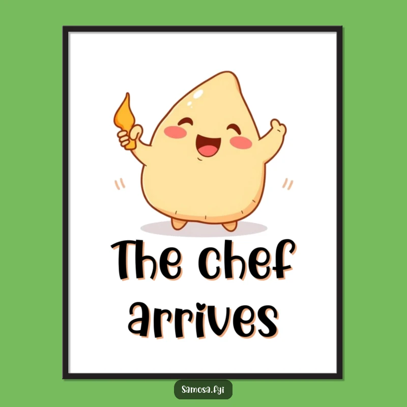 Funny Happy Samosa Frying Pan Digital Art: Instant Hilarious Download