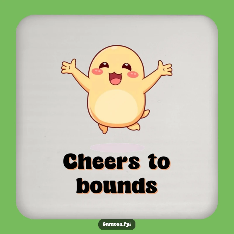 Funny Happy Samosa Hop Coaster: Protect Surfaces with Cheerful Art, Fun Gift