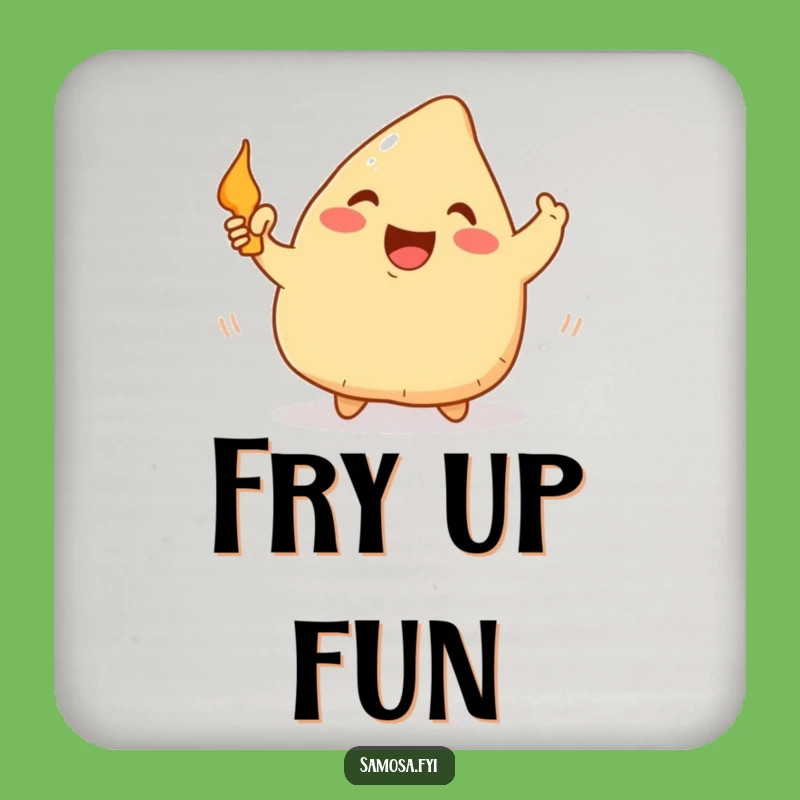 Funny Happy Samosa Frying Pan Drink Coaster: Hilarious Protection for Kitchens
