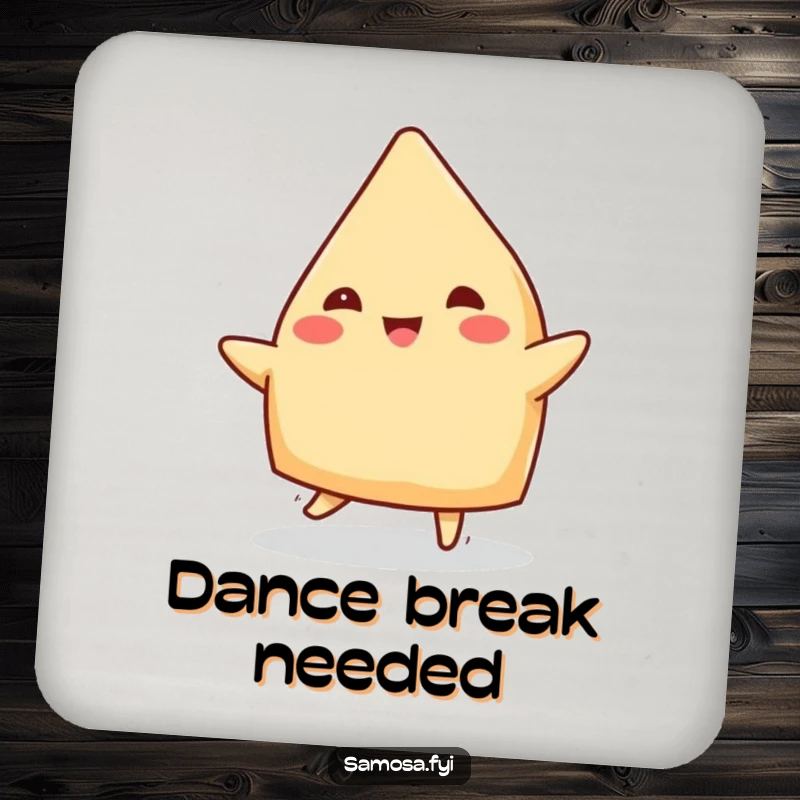 Funny Samosa Coaster: Protective coaster featuring a cheerful samosa doing a jig, adding happy humor to any table.