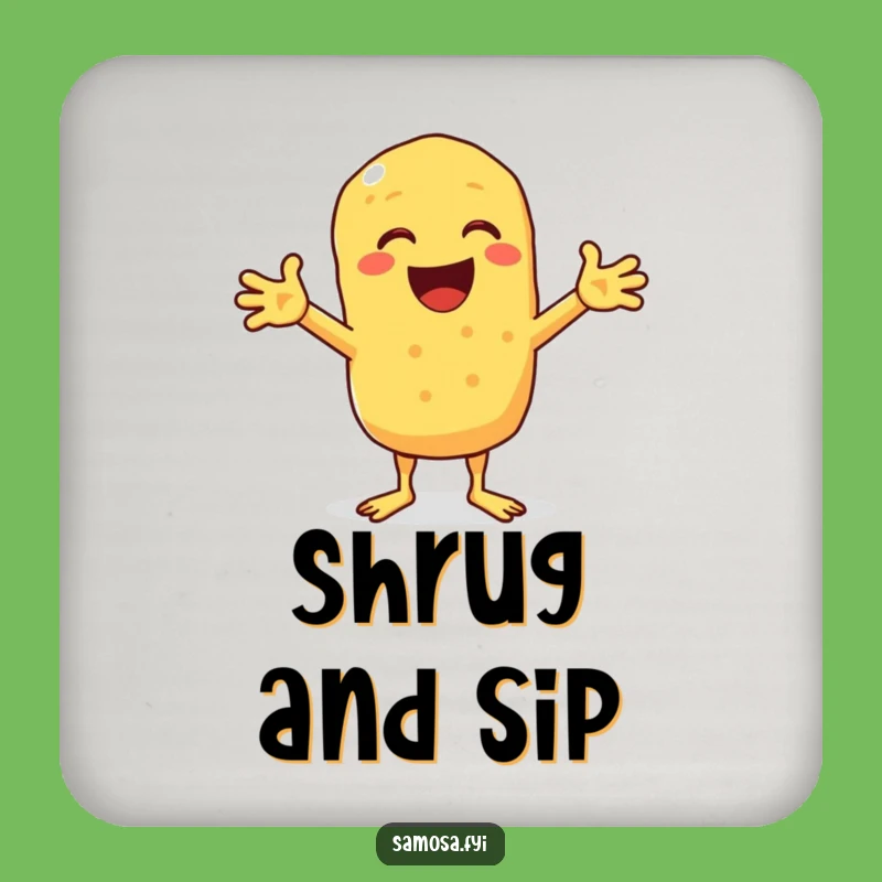 Funny Chickpea Fritter Shrug Coaster: Protect Your Surfaces with a Hilarious 'Dunno'