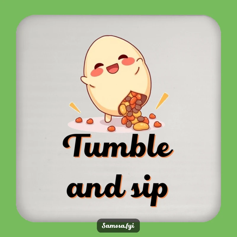 Funny Giggling Samosa Cartwheel Coaster: Protect Surfaces with Humorous Art, Fun Gift