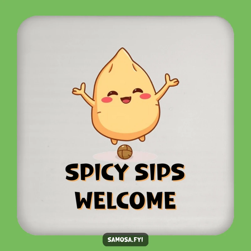 Funny Giggling Samosa Coaster - Bouncing Lentil Protection, A Playful & Funny Gift