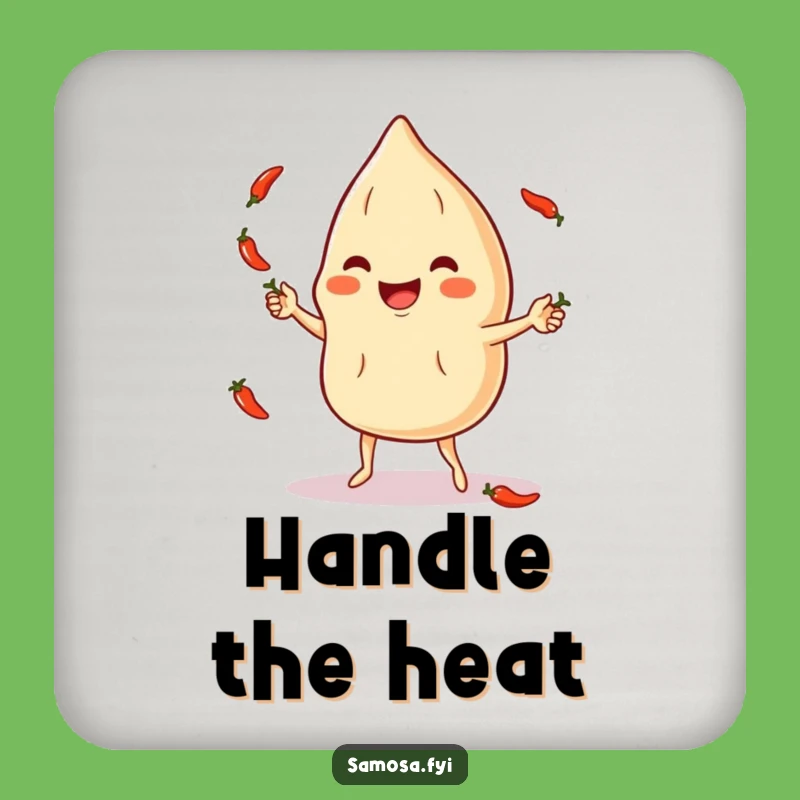 Funny Samosa Chili Pepper Juggling Coaster - Protect Surfaces with Humor!