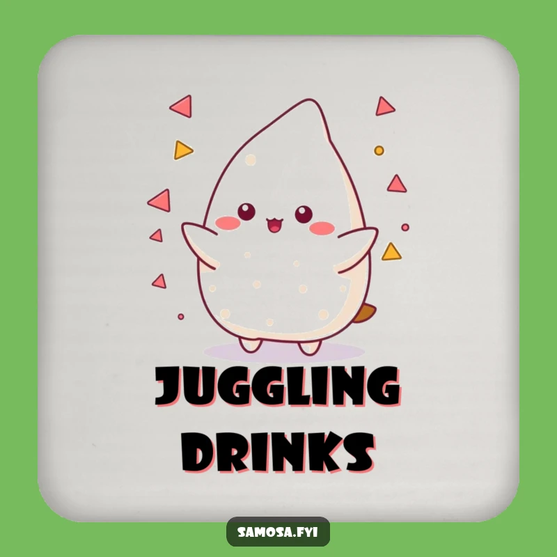 Funny Samosa Juggling Drink Coaster: Protect Surfaces with Crispy Skill!