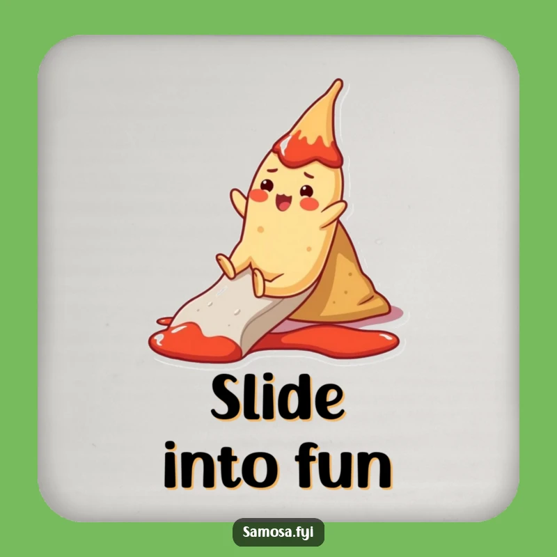 Funny Samosa Ketchup Slide Coaster - Protect Surfaces with Fun!