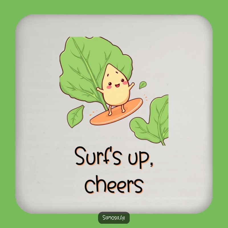 Funny Samosa Surfing Coaster: Protect Surfaces, Delightful Funny Gift