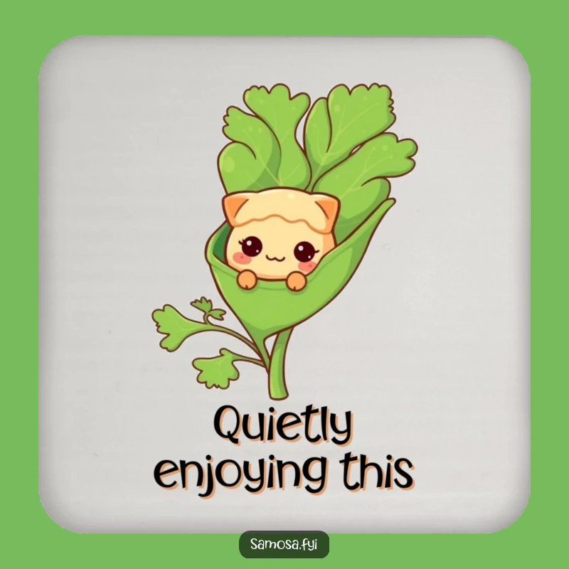 Funny Shy Samosa Coriander Leaf Coaster - Protect Surfaces with Charm!