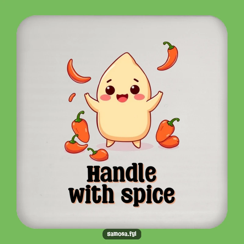 Funny Smiling Samosa Chili Coaster: Protect Surfaces with Spicy Art, Fun Gift