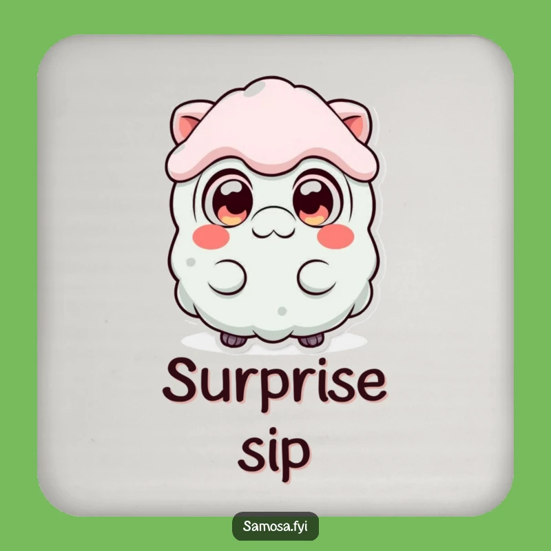 Funny Surprised Samosa Drink Coaster: Protect Surfaces from Shocking Spills!