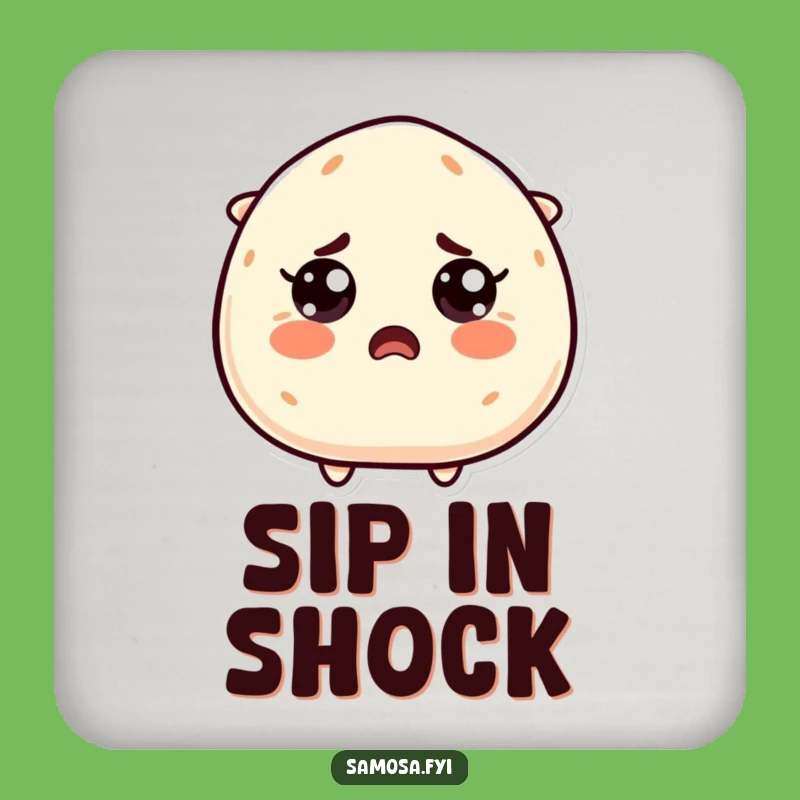 Funny Startled Samosa Coaster Set: Protect Surfaces with Humorous Shock