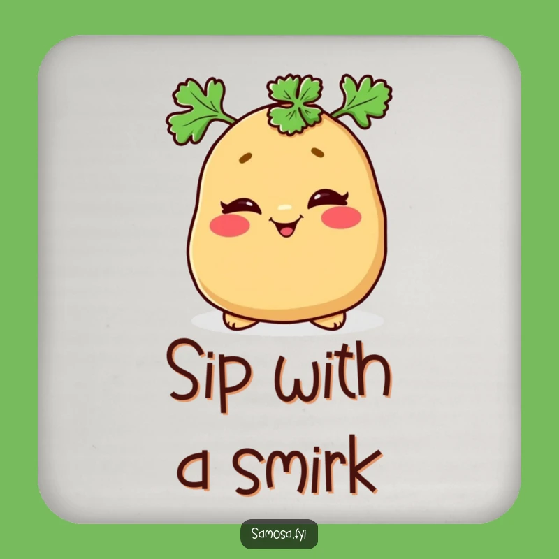 Funny Samosa Parsley Hat Coaster - Protect Surfaces with Mischief, Unique Funny Gift