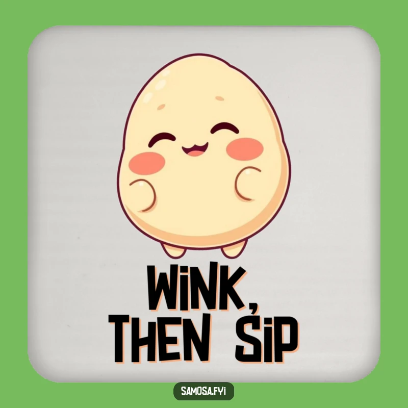 Funny Samosa Winking Coaster: Protect Surfaces With Charm, Delightful Funny Gift