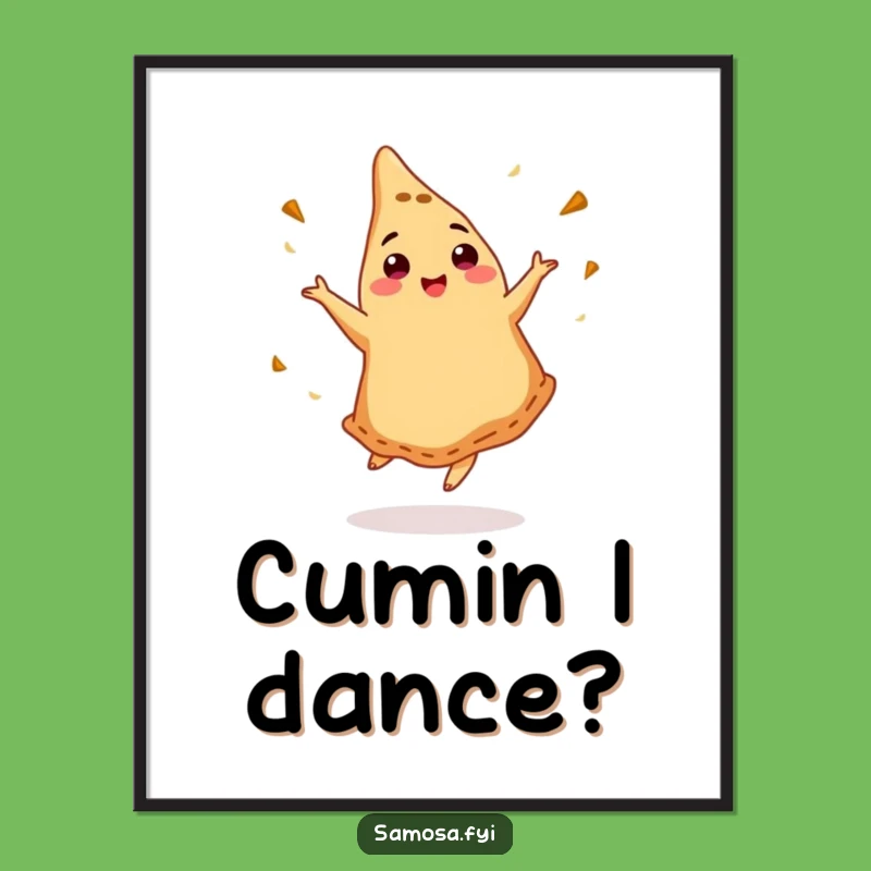 Funny Dancing Samosa Poster - Vibrant & Hilarious Wall Art for Kitchens