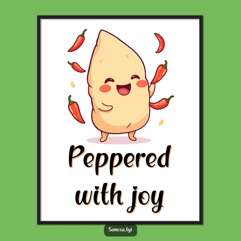 Funny Giggling Samosa Chili Poster: Vibrant Art for a Spicy Vibe