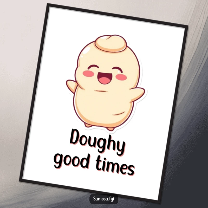 Funny Laughing Dough Poster shows a delighted, slightly deflated dough character erupting in laughter, ideal for wall art.