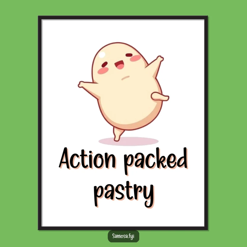 Funny Samosa Cartwheel Poster: Vibrant Wall Art for a Hilarious Snack Vibe