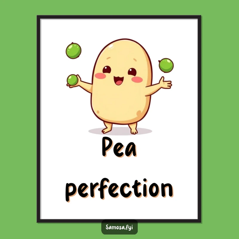 Funny Samosa Juggling Poster - Pea Toss Wall Art Funny Gift