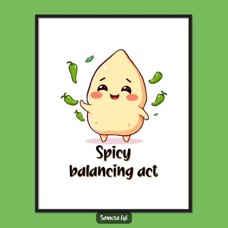 Funny Samosa Juggling Poster: Spicy Decor and a Hilarious Gift!