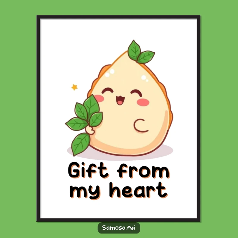 Funny Samosa Poster - Joyful Mint Leaf Art Print Gift