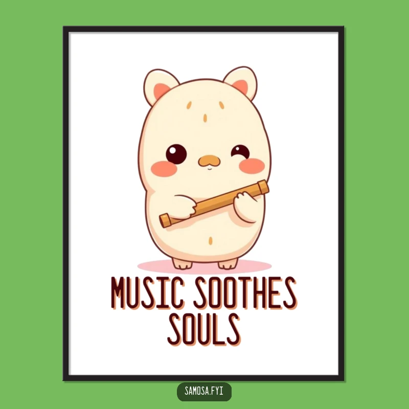 Funny Shy Samosa Flute Poster: Gentle Notes of Humor for Your Walls