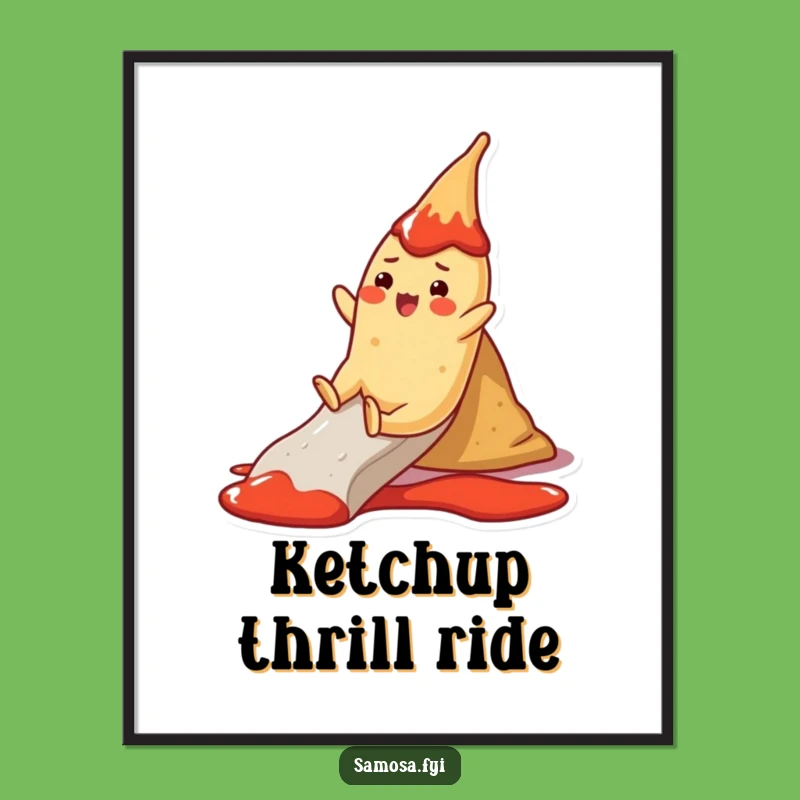 Funny Samosa Ketchup Slide Poster - Hilarious Foodie Wall Art!