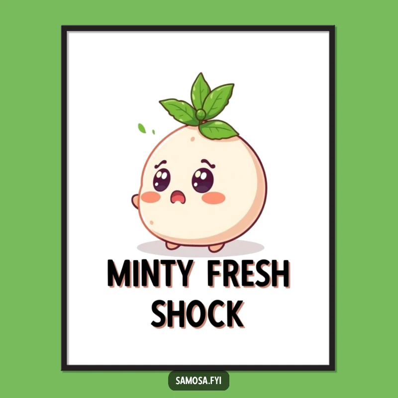 Funny Surprised Samosa Poster - Culinary Shock Art, Perfect Funny Gift for Kitchen Decor!