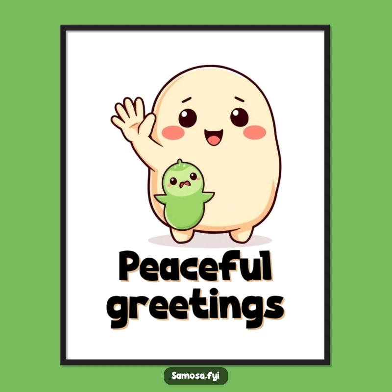 Funny Waving Samosa Poster - Vibrant & Cheerful Food Art