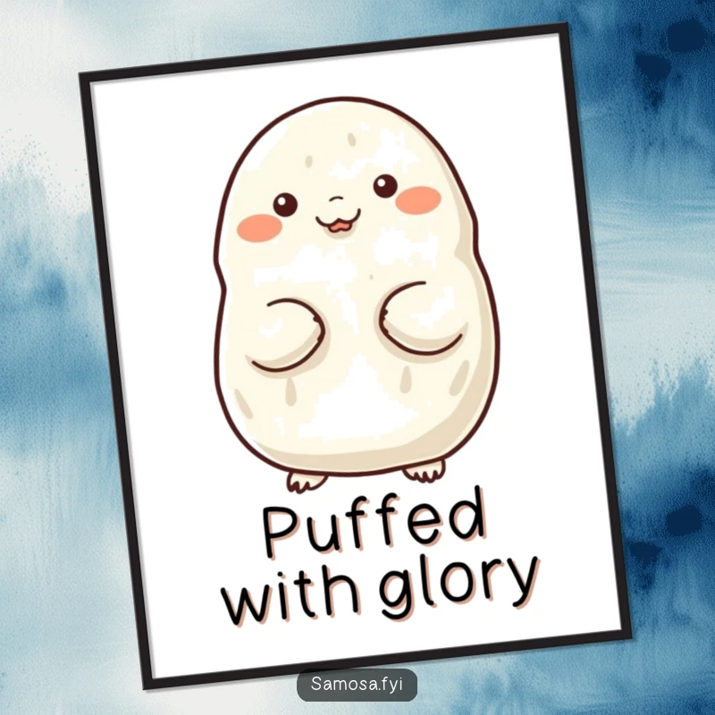 Funny poster print of a samosa proudly puffing out its chest, adding a touch of confident humor to any wall.