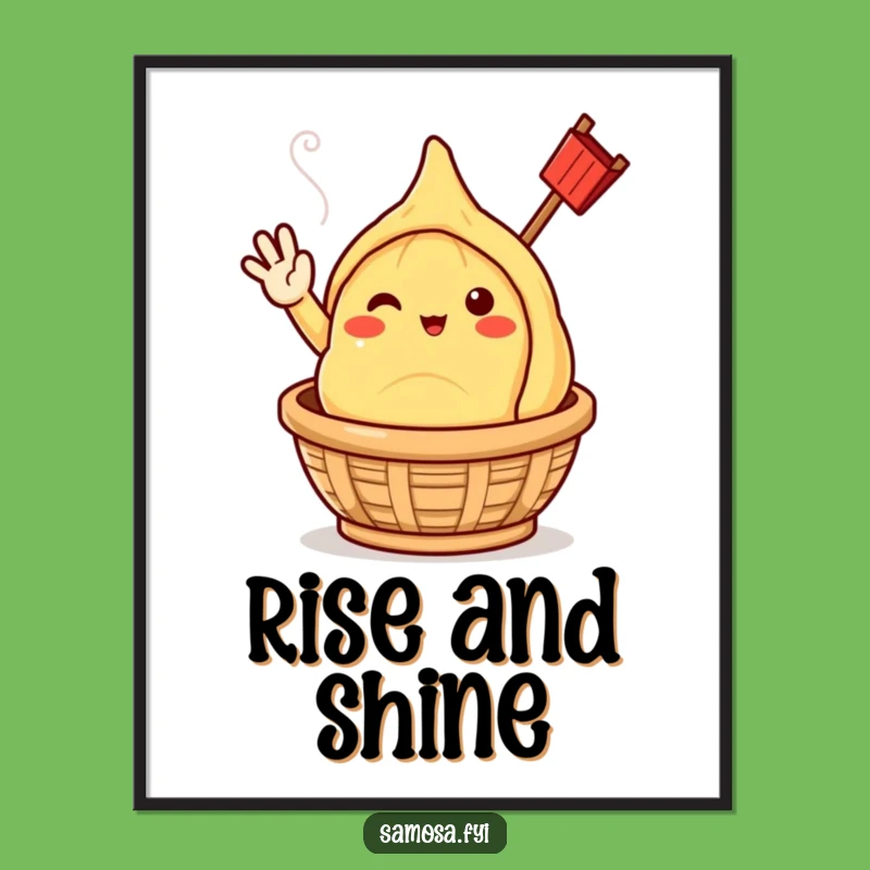 Funny Samosa Hello Poster - Cheerful Steaming Character Wall Art