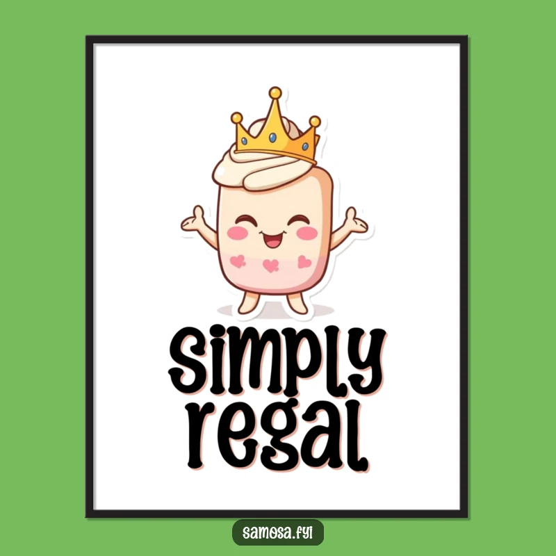 Funny Pastry King Poster - Crowned Goofy Character Wall Art Funny Gift