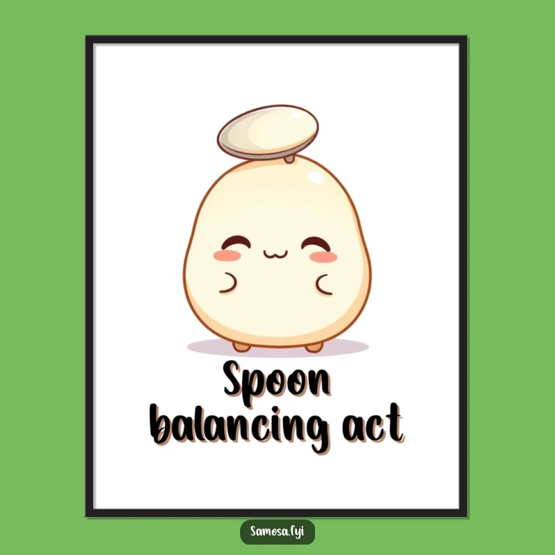 Funny Pastry Spoon Balance Poster: Hilarious Art of Delicate Skill