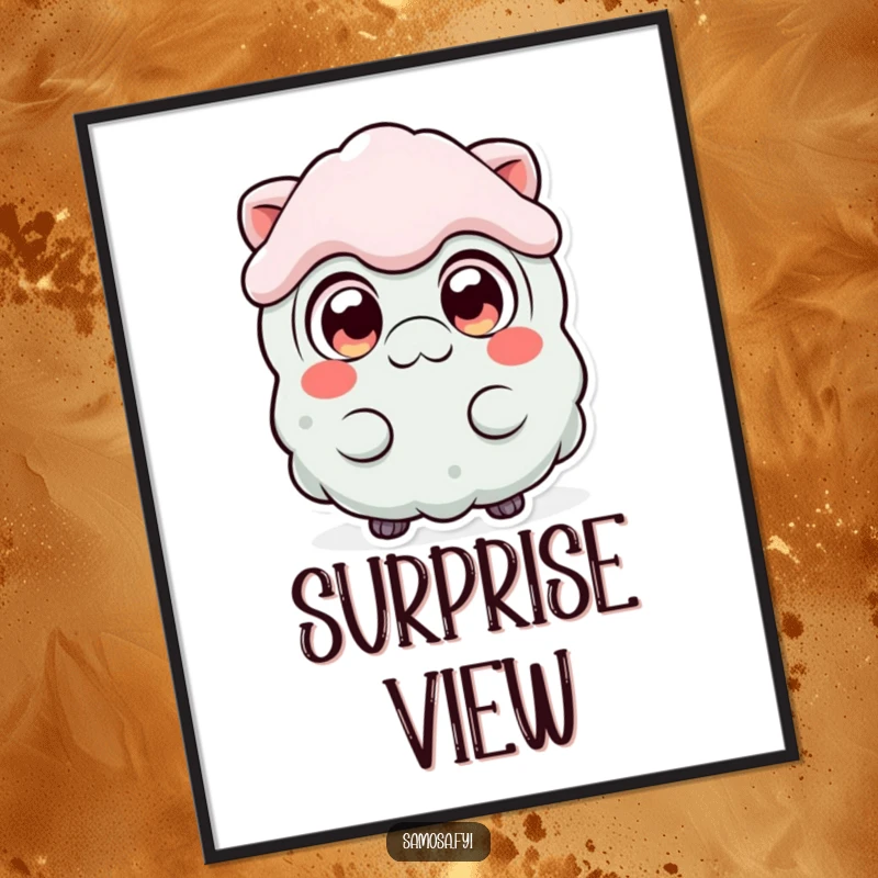 Funny Surprised Samosa Poster depicting a samosa character with wide, expressive eyes, capturing a moment of comical, snack-related astonishment.