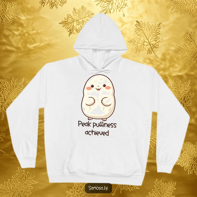 Funny hoodie depicting a samosa proudly puffing out its chest, offering warmth and a humorous, confident design.