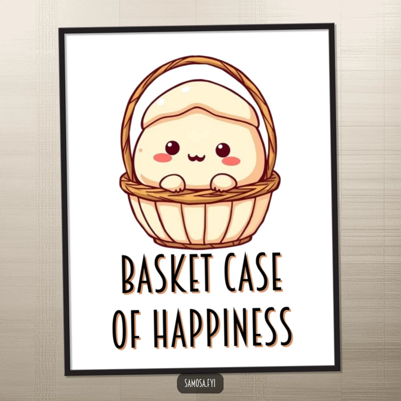 Funny Free Printable Wall Art: A samosa stuck comically in a basket, adding a humorous and unique focal point.