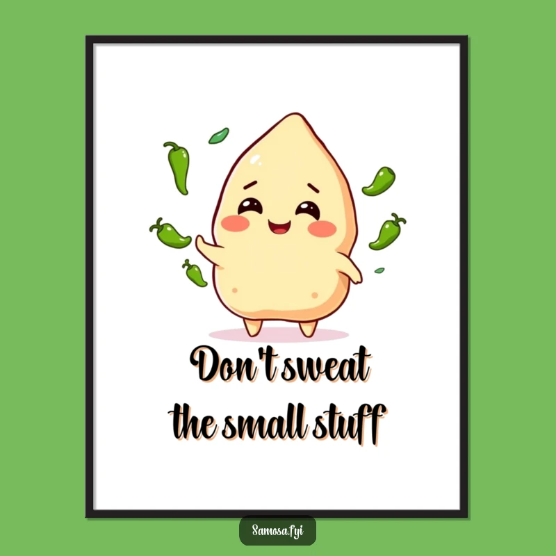 Funny Free Printable Wall Art: Samosa Juggling Chilies Downloadable Decor