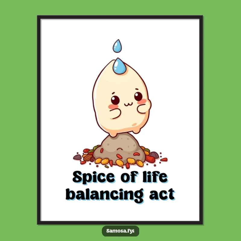 Free Printable Samosa Wall Art: Funny Balancing Character Cute Downloadable Decor