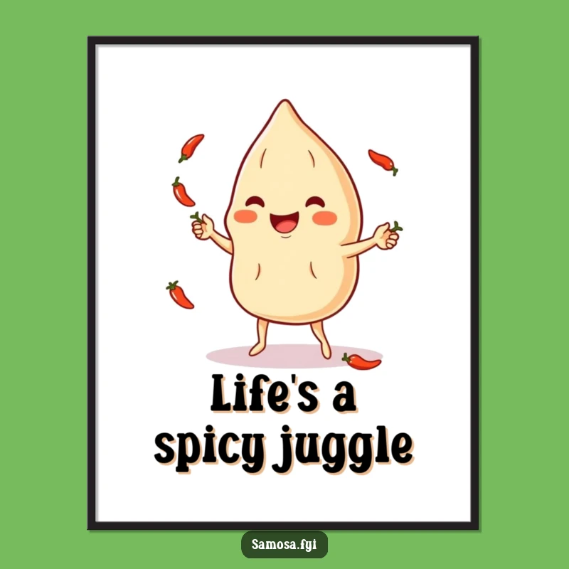 Free Printable Wall Art: Funny Samosa Juggling Peppers, Quirky Downloadable Decor!