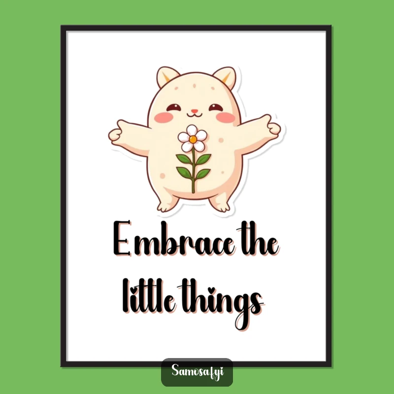 Free Printable Wall Art: Samosa Hugs Flower Funny Downloadable Art Decor
