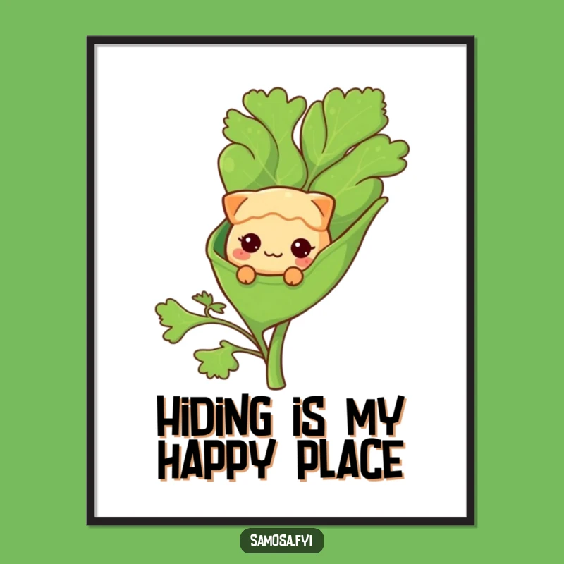 Free Printable Wall Art: Shy Samosa Hiding, Cute & Funny Downloadable Decor!