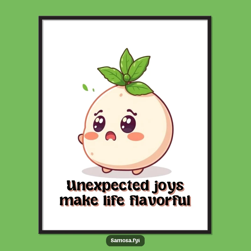 Free Printable Wall Art: Surprised Samosa Character - Humorous Downloadable Decor