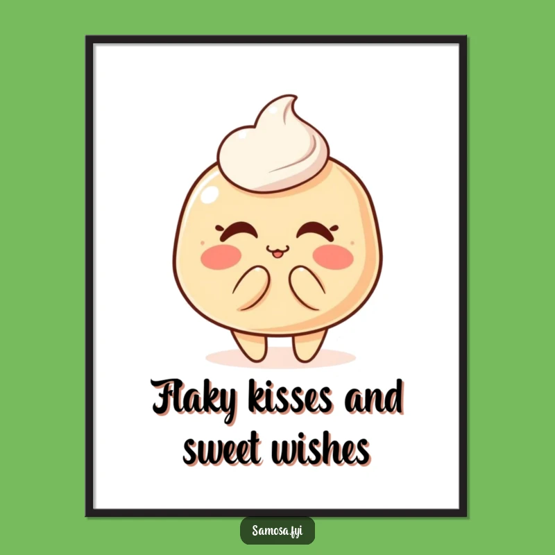 Funny Free Printable Wall Art: Blushing Pastry Puff Kiss, Cute Downloadable Decor