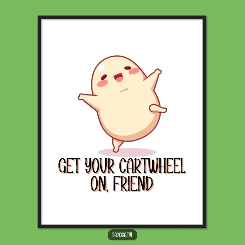 Funny Free Printable Wall Art: Cartwheeling Samosa - Hilarious Downloadable Decor for Your Kitchen!