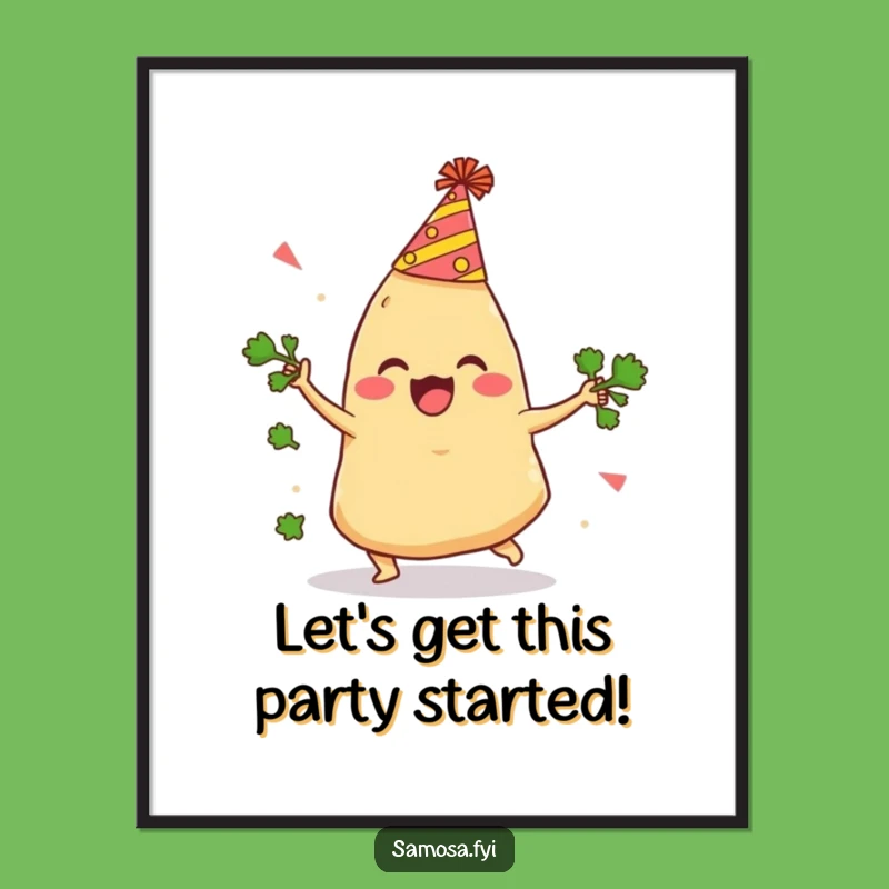 Funny Free Printable Wall Art: Tripping Samosa Juggling Cilantro - Hilarious Downloadable Decor