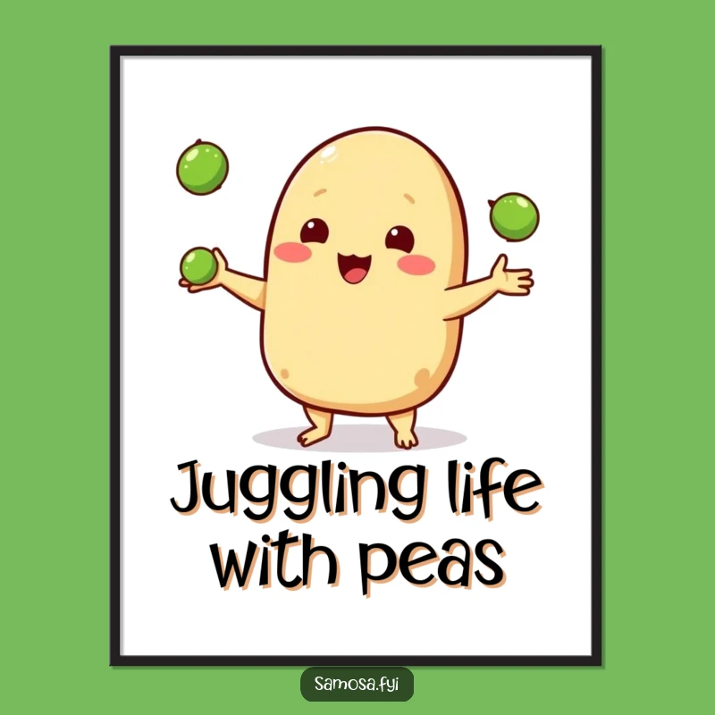 Happy Samosa Juggling Art: Free Printable for Whimsical Home Decor